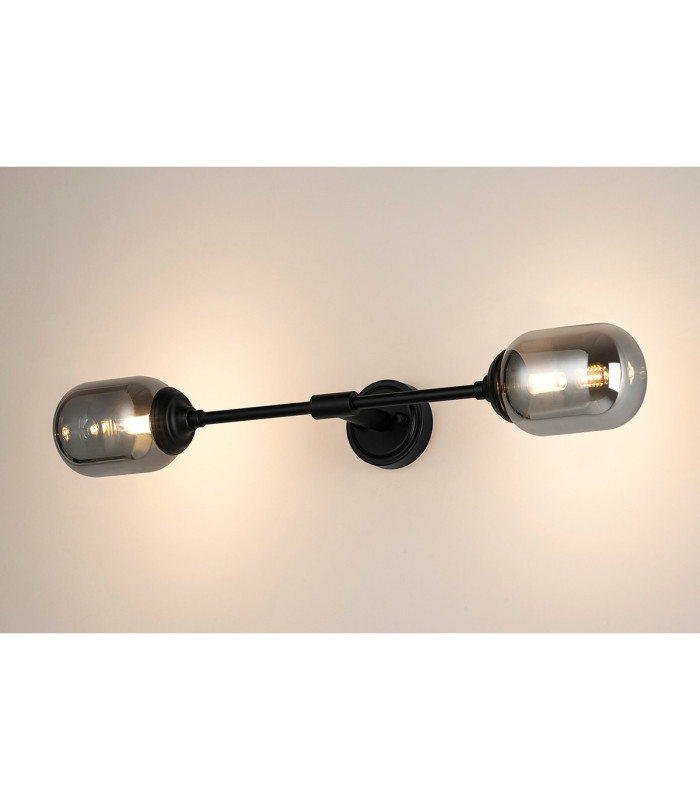 Richmond Ceiling/Wall Light Linear 2 Light G9 IP44 Satin Black/Smoke Smooth Tubular Glass-3