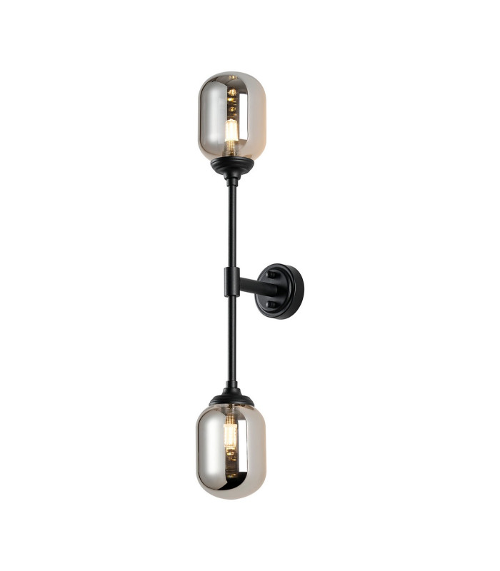 Richmond Ceiling/Wall Light Linear 2 Light G9 IP44 Satin Black/Smoke Smooth Tubular Glass-5