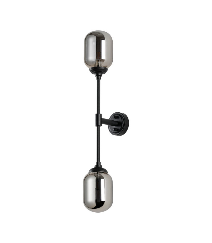 Richmond Ceiling/Wall Light Linear 2 Light G9 IP44 Satin Black/Smoke Smooth Tubular Glass-9