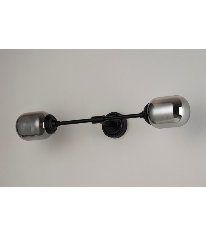 Richmond Ceiling/Wall Light Linear 2 Light G9 IP44 Satin Black/Smoke Smooth Tubular Glass-10