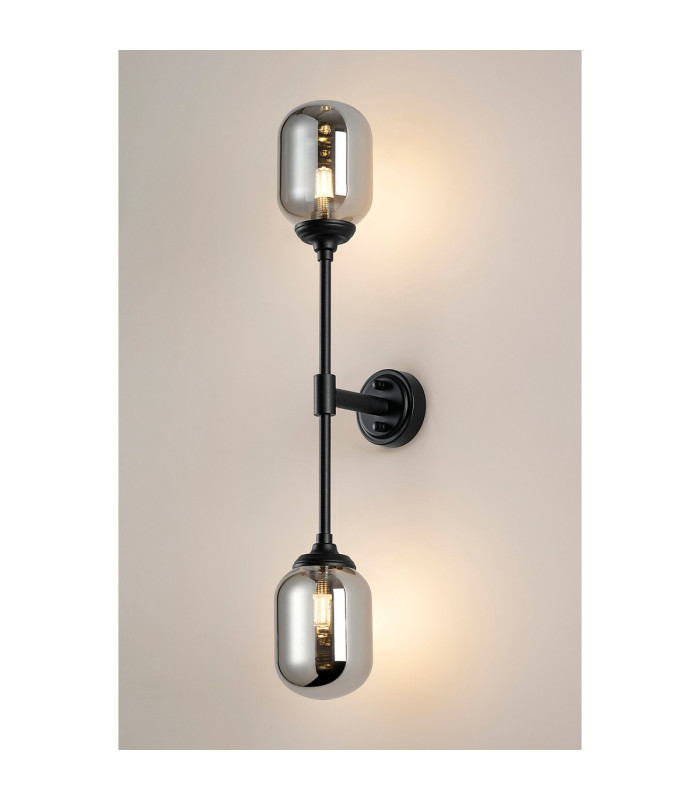Richmond Ceiling/Wall Light Linear 2 Light G9 IP44 Satin Black/Smoke Smooth Tubular Glass-11