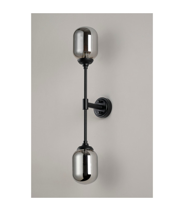 Richmond Ceiling/Wall Light Linear 2 Light G9 IP44 Satin Black/Smoke Smooth Tubular Glass-12