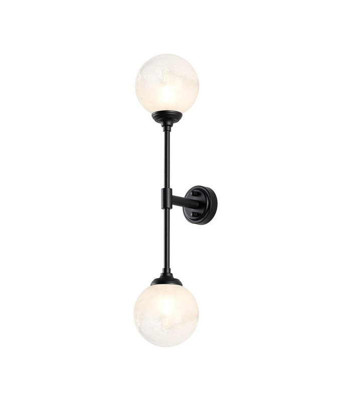 Richmond Ceiling/Wall Light Linear 2 Light G9 IP44 Satin Black/White Two-Tone Snow Specks Round Glass-5