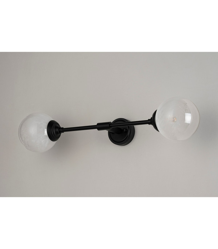 Richmond Ceiling/Wall Light Linear 2 Light G9 IP44 Satin Black/White Two-Tone Snow Specks Round Glass-10