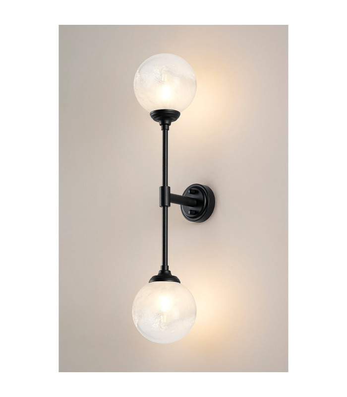Richmond Ceiling/Wall Light Linear 2 Light G9 IP44 Satin Black/White Two-Tone Snow Specks Round Glass-11