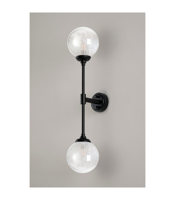 Richmond Ceiling/Wall Light Linear 2 Light G9 IP44 Satin Black/White Two-Tone Snow Specks Round Glass-12