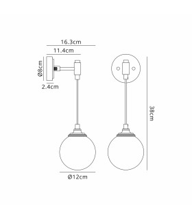 Richmond Adjustable Wall Light 1 Light G9 IP44 Polished Nickel/Amber Smooth Round Glass-2