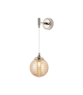 Richmond Adjustable Wall Light 1 Light G9 IP44 Polished Nickel/Amber Ribbed Round Glass-1