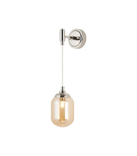 Richmond Adjustable Wall Light 1 Light G9 IP44 Polished Nickel/Amber Smooth Tubular Glass-1