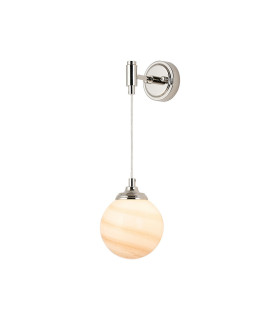 Richmond Adjustable Wall Light 1 Light G9 IP44 Polished Nickel/Brown/White Round Marble Effect Glass-1