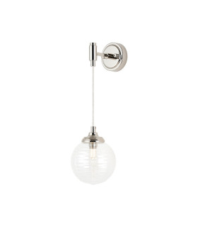 Richmond Adjustable Wall Light 1 Light G9 IP44 Polished Nickel/Clear Ribbed Round Glass-1