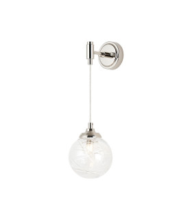 Richmond Adjustable Wall Light 1 Light G9 IP44 Polished Nickel/Clear Dune Effect Round Glass-1