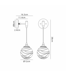 Richmond Adjustable Wall Light 1 Light G9 IP44 Polished Nickel/Clear Dune Effect Round Glass-2