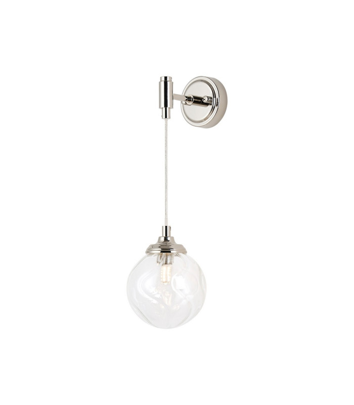 Richmond Adjustable Wall Light 1 Light G9 IP44 Polished Nickel/Clear Waved Round Glass-1