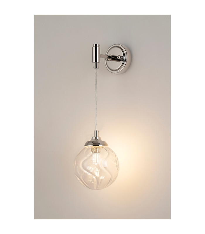 Richmond Adjustable Wall Light 1 Light G9 IP44 Polished Nickel/Clear Waved Round Glass-3