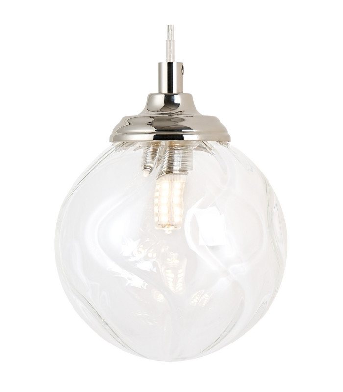 Richmond Adjustable Wall Light 1 Light G9 IP44 Polished Nickel/Clear Waved Round Glass-6