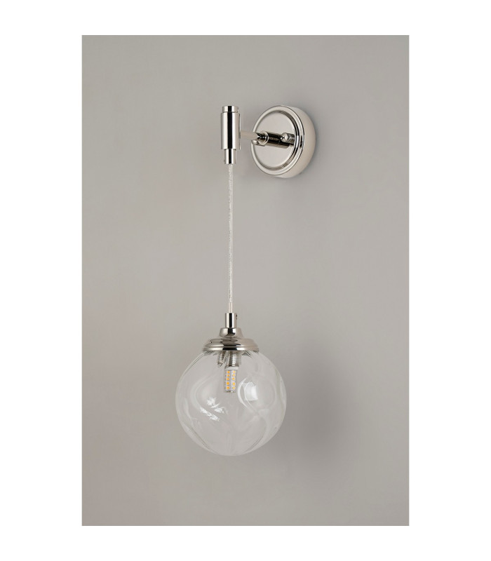Richmond Adjustable Wall Light 1 Light G9 IP44 Polished Nickel/Clear Waved Round Glass-7
