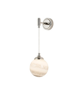 Richmond Adjustable Wall Light 1 Light G9 IP44 Polished Nickel/Grey/White Round Marble Effect Glass-1