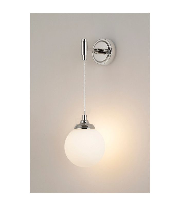 Richmond Adjustable Wall Light 1 Light G9 IP44 Polished Nickel/Opal Smooth Round Glass-3