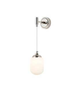Richmond Adjustable Wall Light 1 Light G9 IP44 Polished Nickel/Opal Smooth Tubular Glass-1