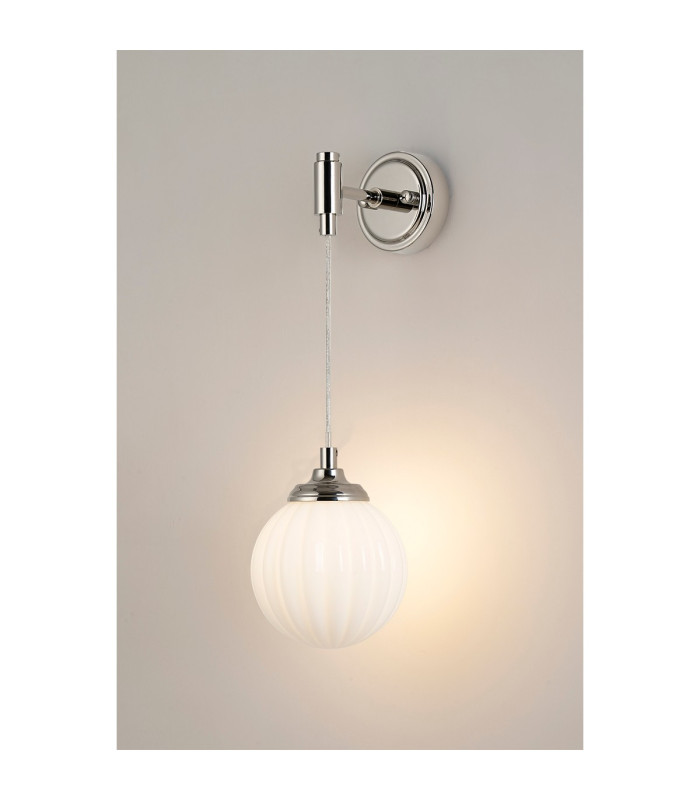 Richmond Adjustable Wall Light 1 Light G9 IP44 Polished Nickel/Opal Round Segment Glass-3