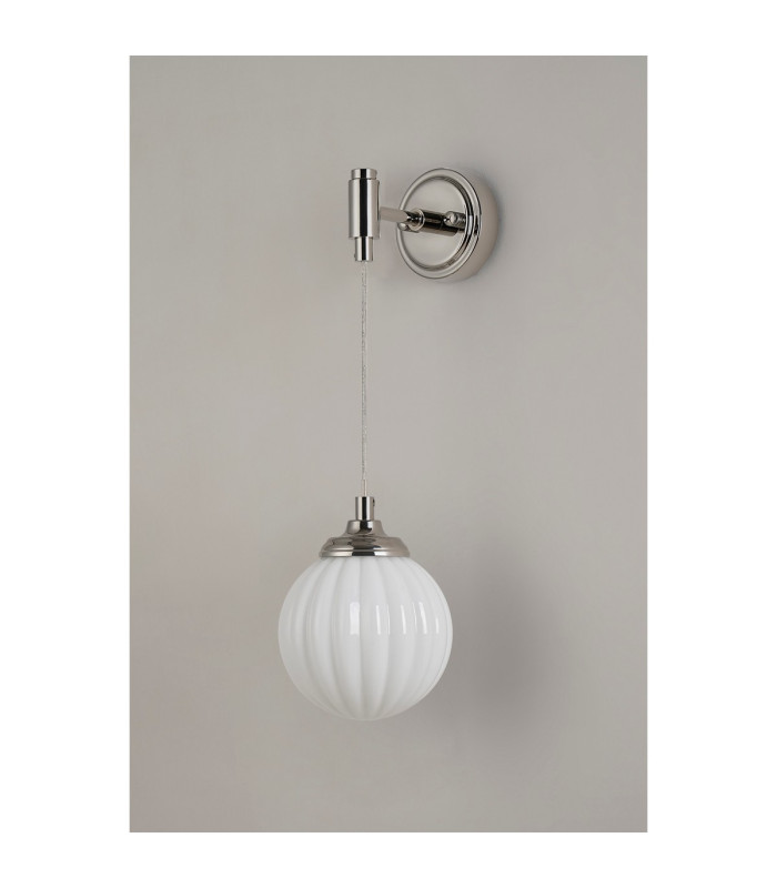 Richmond Adjustable Wall Light 1 Light G9 IP44 Polished Nickel/Opal Round Segment Glass-8