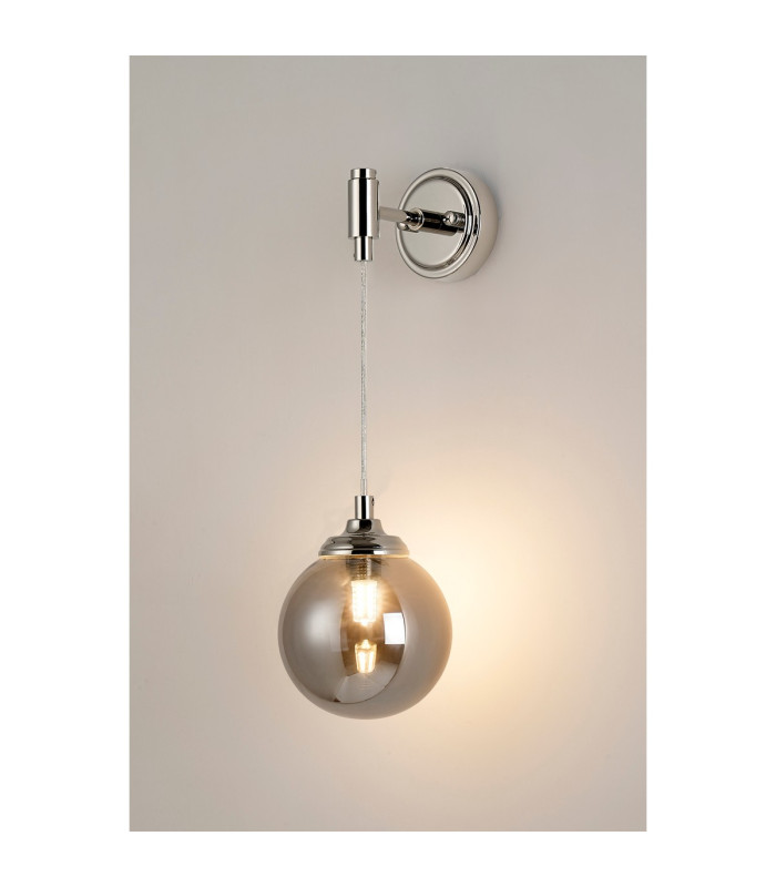 Richmond Adjustable Wall Light 1 Light G9 IP44 Polished Nickel/Smoke Smooth Round Glass-3