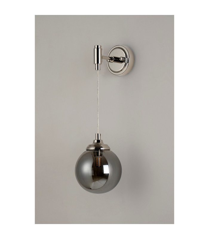Richmond Adjustable Wall Light 1 Light G9 IP44 Polished Nickel/Smoke Smooth Round Glass-8