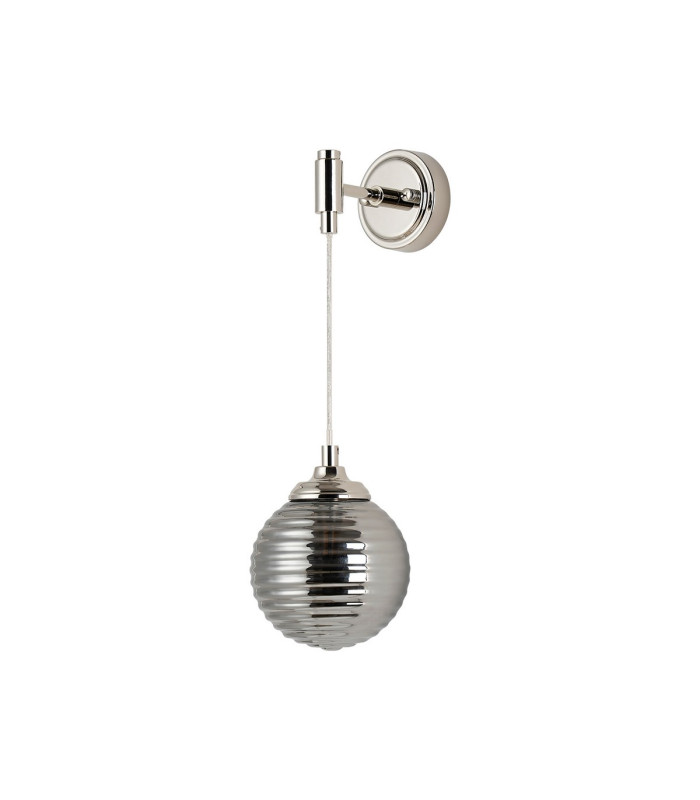 Richmond Adjustable Wall Light 1 Light G9 IP44 Polished Nickel/Smoke Ribbed Round Glass-4
