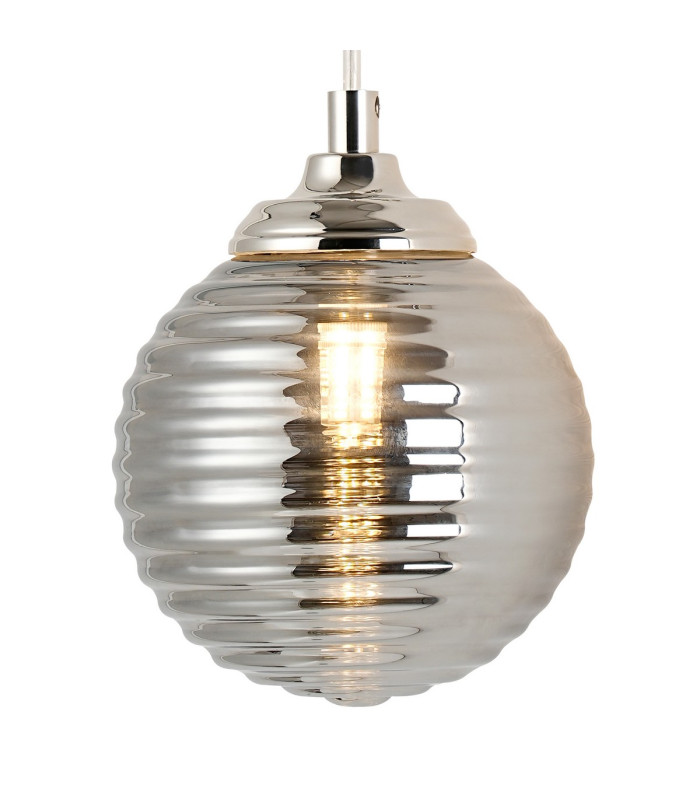 Richmond Adjustable Wall Light 1 Light G9 IP44 Polished Nickel/Smoke Ribbed Round Glass-6