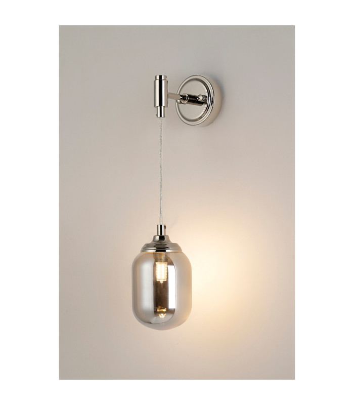 Richmond Adjustable Wall Light 1 Light G9 IP44 Polished Nickel/Smoke Smooth Tubular Glass-3
