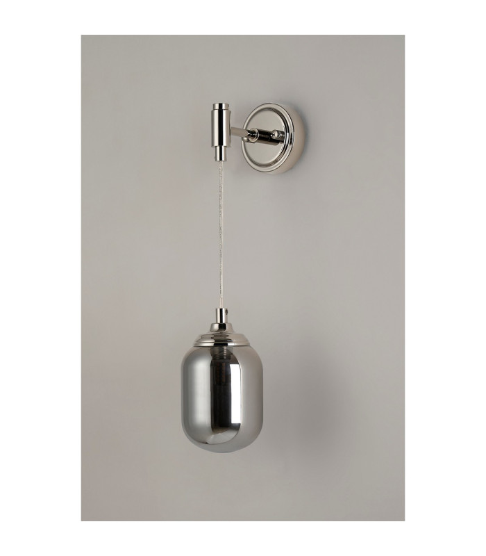 Richmond Adjustable Wall Light 1 Light G9 IP44 Polished Nickel/Smoke Smooth Tubular Glass-7