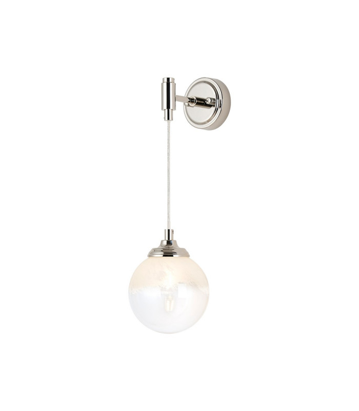 Richmond Adjustable Wall Light 1 Light G9 IP44 Polished Nickel/White Two-Tone Snow Specks Round Glass-1