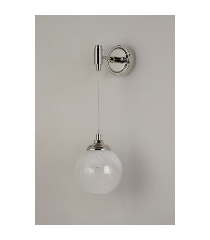 Richmond Adjustable Wall Light 1 Light G9 IP44 Polished Nickel/White Two-Tone Snow Specks Round Glass-6