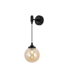 Richmond Adjustable Wall Light 1 Light G9 IP44 Satin Black/Amber Smooth Round Glass-1