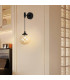 Richmond Adjustable Wall Light 1 Light G9 IP44 Satin Black/Amber Smooth Round Glass-4