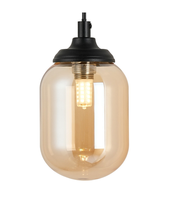Richmond Adjustable Wall Light 1 Light G9 IP44 Satin Black/Amber Smooth Tubular Glass-6
