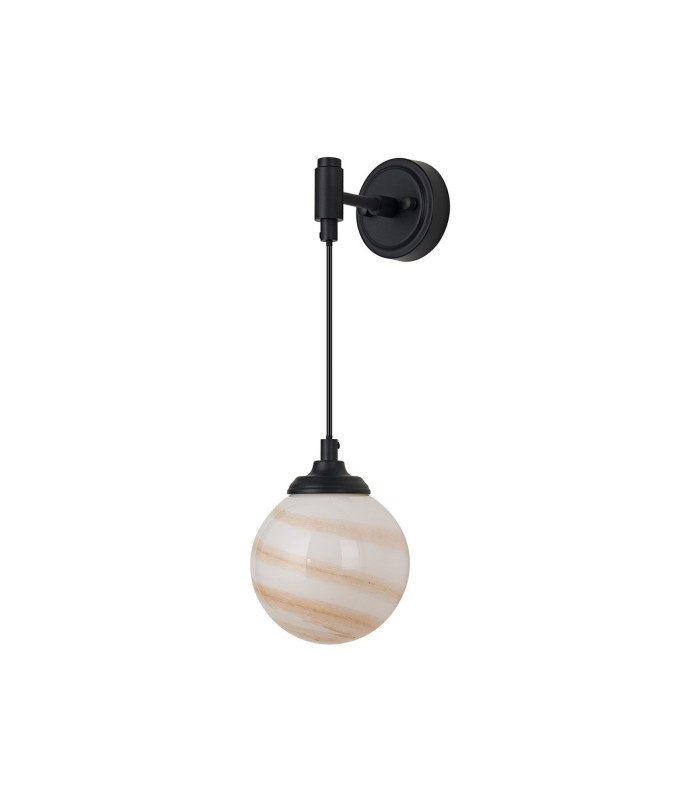 Richmond Adjustable Wall Light 1 Light G9 IP44 Satin Black/Brown/White Round Marble Effect Glass-3
