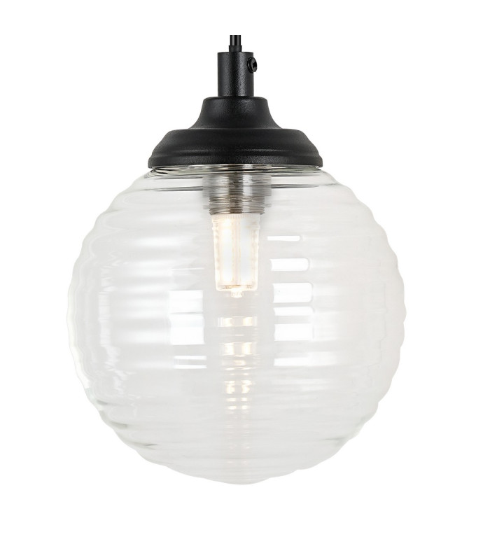 Richmond Adjustable Wall Light 1 Light G9 IP44 Satin Black/Clear Ribbed Round Glass-6