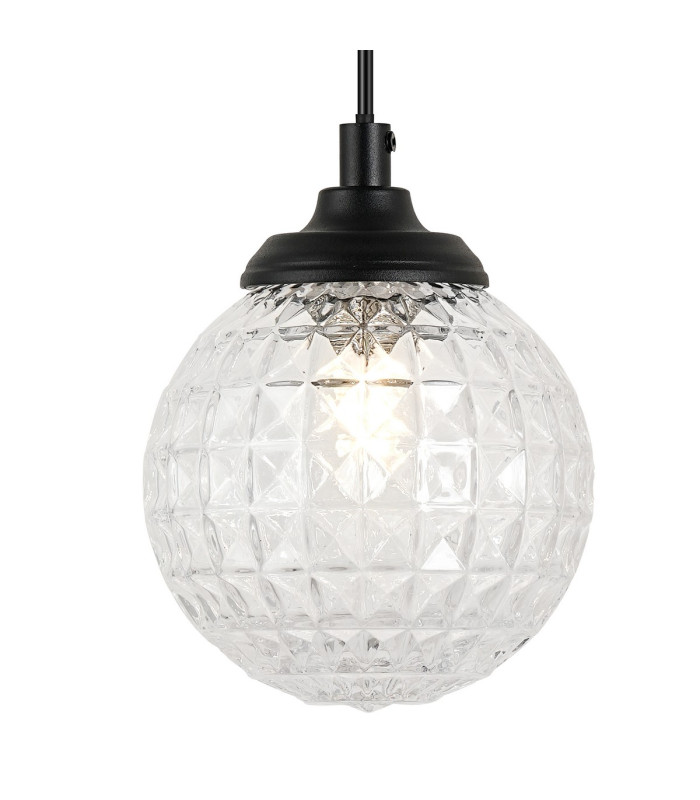 Richmond Adjustable Wall Light 1 Light G9 IP44 Satin Black/Clear Cross Pattern Round Glass-6