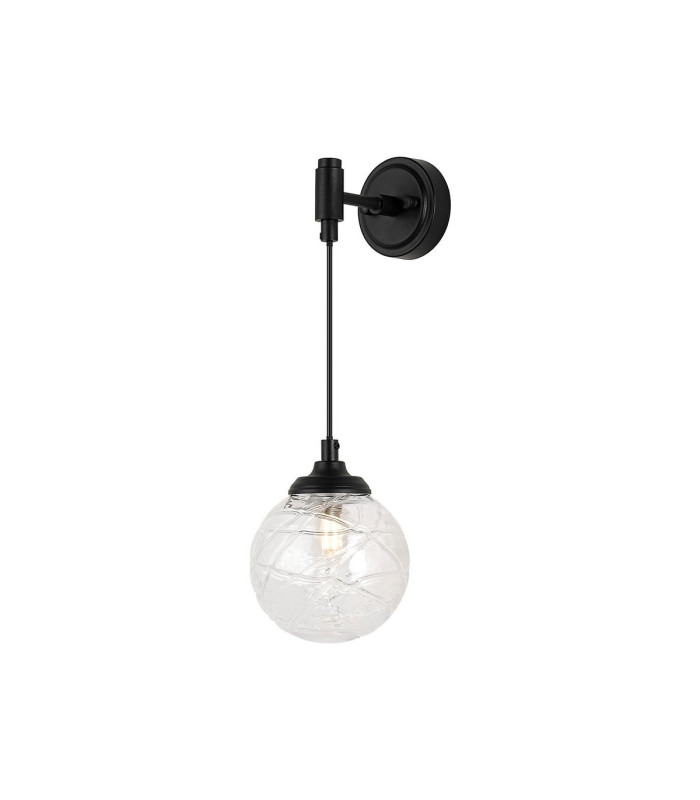 Richmond Adjustable Wall Light 1 Light G9 IP44 Satin Black/Clear Dune Effect Round Glass-1