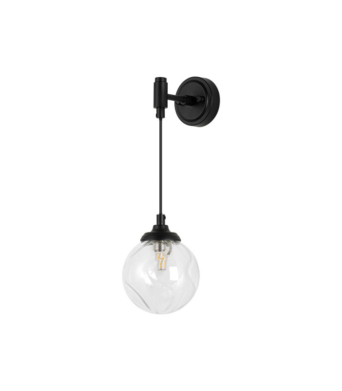 Richmond Adjustable Wall Light 1 Light G9 IP44 Satin Black/Clear Waved Round Glass-4