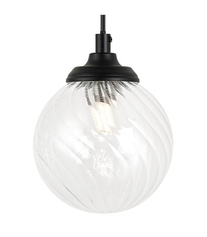 Richmond Adjustable Wall Light 1 Light G9 IP44 Satin Black/Clear Swirl Round Glass-6