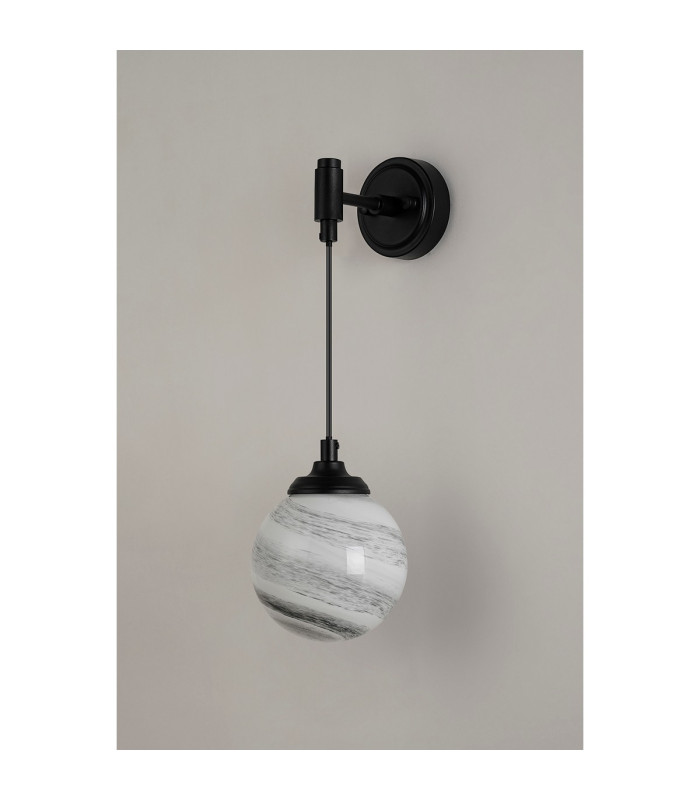Richmond Adjustable Wall Light 1 Light G9 IP44 Satin Black/Grey/White Round Marble Effect Glass-7
