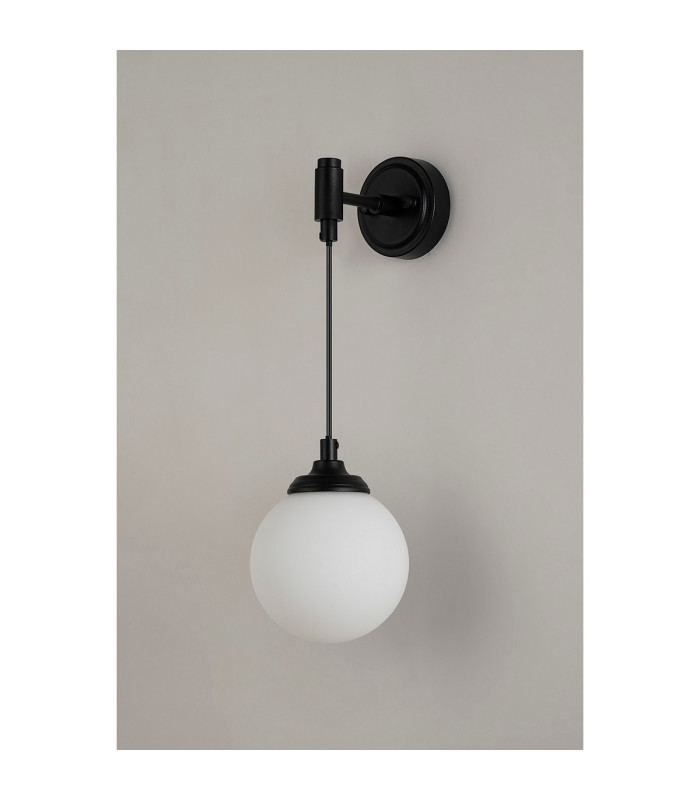Richmond Adjustable Wall Light 1 Light G9 IP44 Satin Black/Opal Smooth Round Glass-7