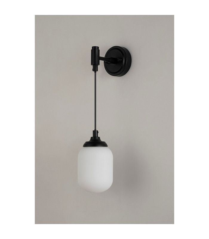 Richmond Adjustable Wall Light 1 Light G9 IP44 Satin Black/Opal Smooth Tubular Glass-7