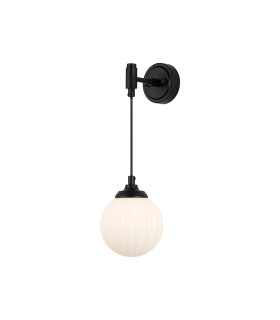 Richmond Adjustable Wall Light 1 Light G9 IP44 Satin Black/Opal Round Segment Glass-1