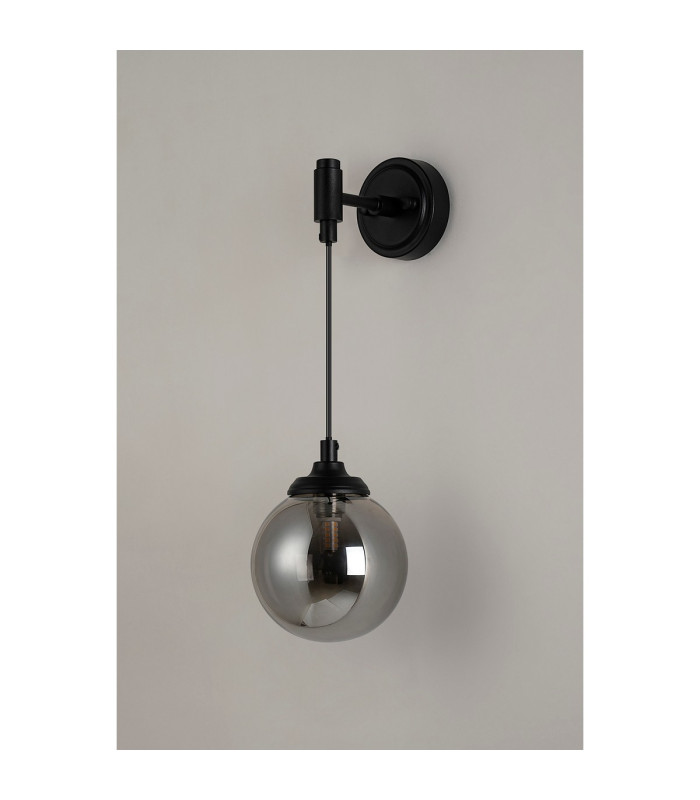 Richmond Adjustable Wall Light 1 Light G9 IP44 Satin Black/Smoke Smooth Round Glass-7