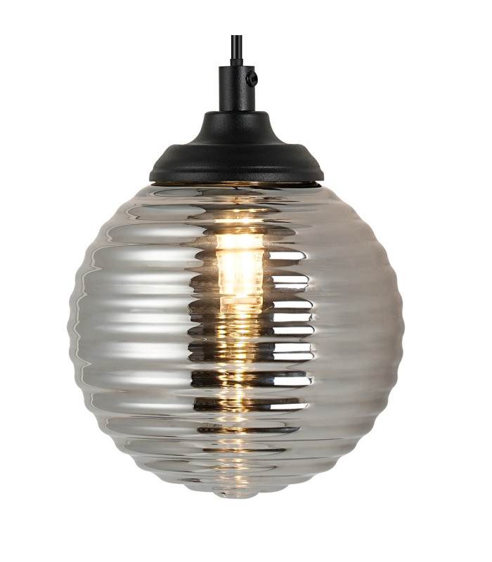 Richmond Adjustable Wall Light 1 Light G9 IP44 Satin Black/Smoke Ribbed Round Glass-6