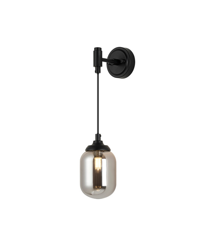 Richmond Adjustable Wall Light 1 Light G9 IP44 Satin Black/Smoke Smooth Tubular Glass-1